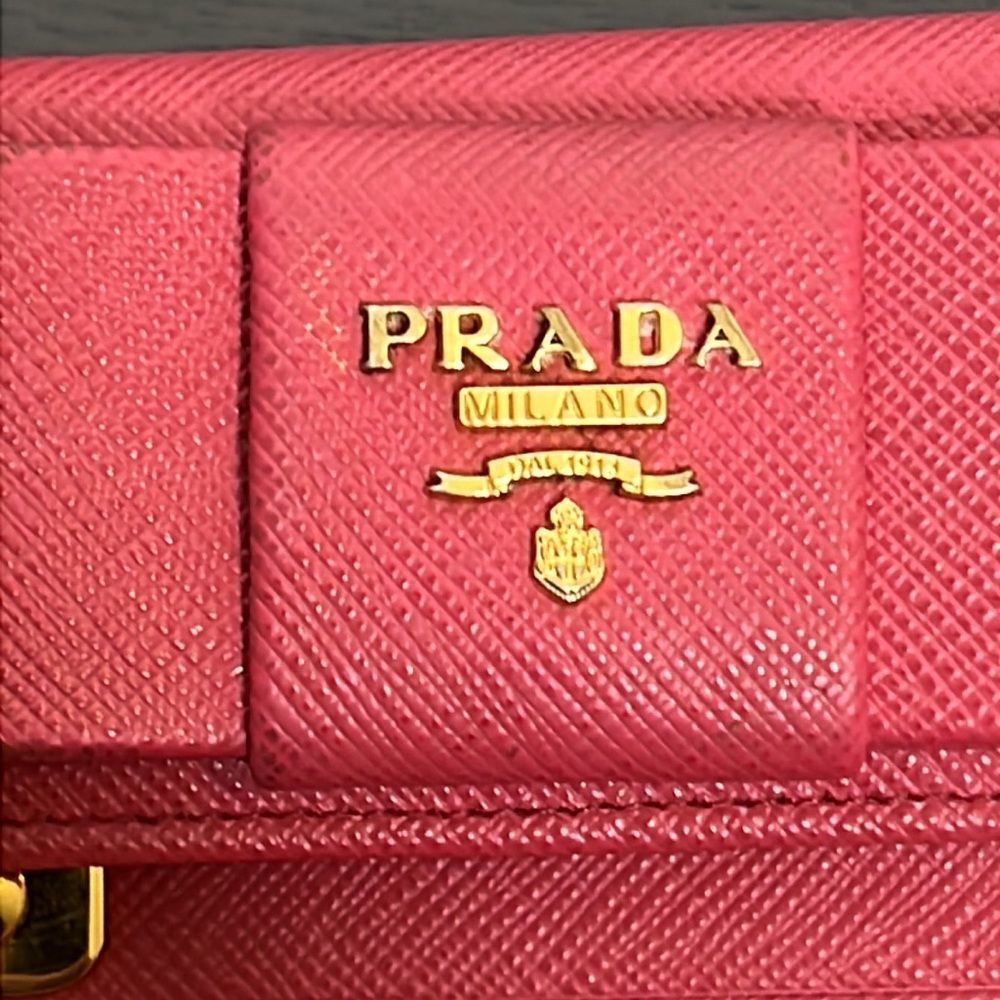 Prada Saffiano Ribbon Leather Key Case Pink & unbranded keychain charm strap - Picture 5 of 12